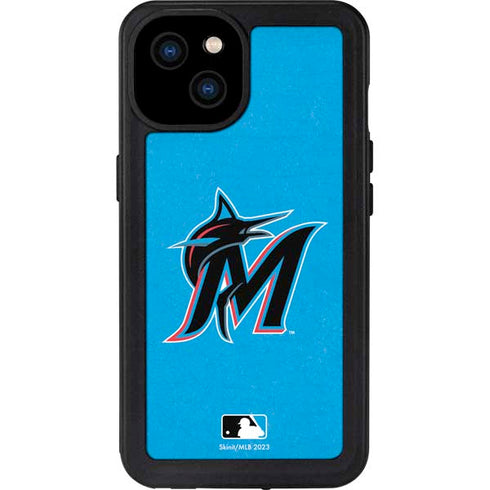 MLB Miami Marlins Solid Distressed iPhone 15 Plus Waterproof Case